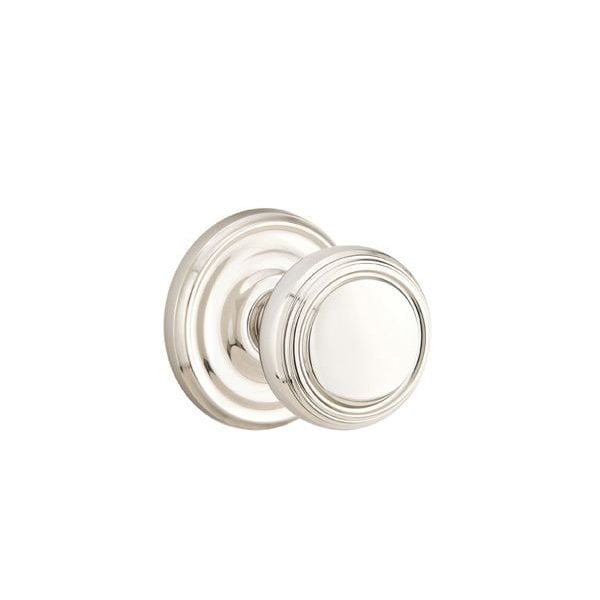 Emtek Norwich Knob 2-3/8 in Backset Privacy w/Regular Rose for 1-1/4 in to 2 in Door Polished Nickel 8200NWUS14 - main